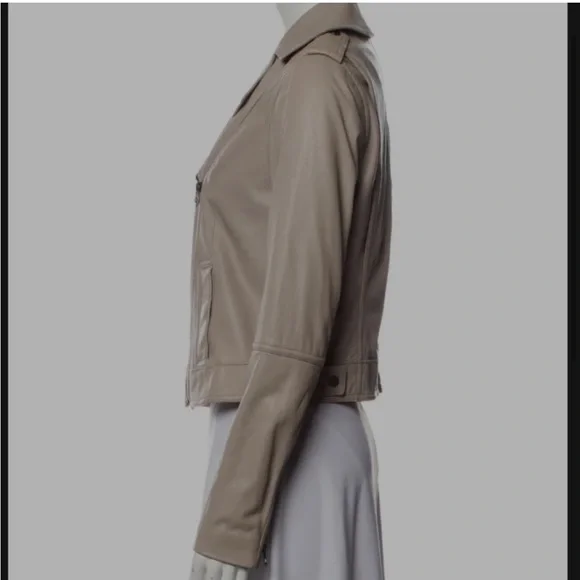VINCE lamb leather nude moto iacket